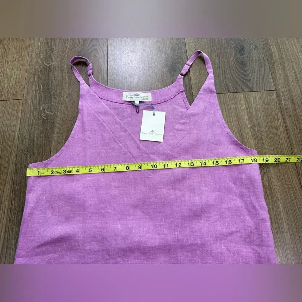 NWT Crown Linen Designs Celine 100% Linen Nightgown Purple Size XS/S